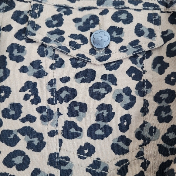 New Direction Leopard Print Women's Jean Jacket silver buttons edgy classic L - Picture 9 of 11